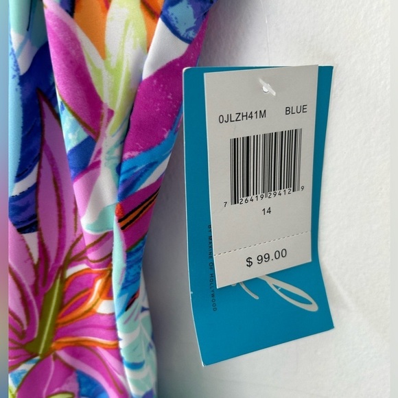 NWT Azul by Maxine of Hollywood Floral Swim Dress Size 14 - Picture 5 of 9